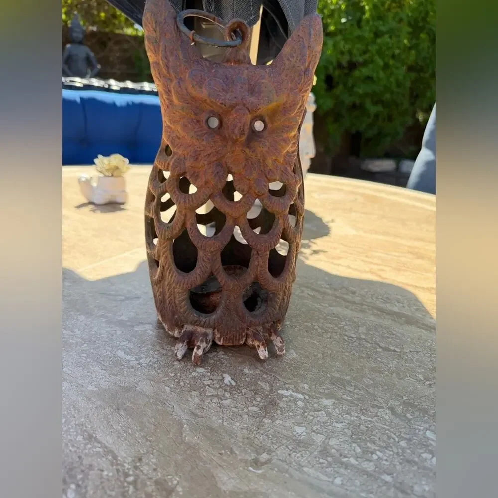 Vintage lantern horned owl super unique rustic